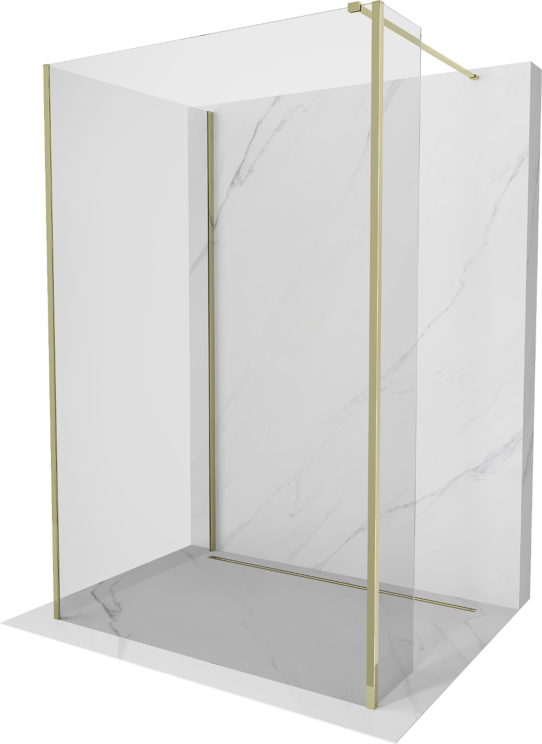 Mexen Kioto sprchová stena Walk-in 130 x 105 x 30 cm, transparentná, zlatá - 800-130-105-221-50-00-030