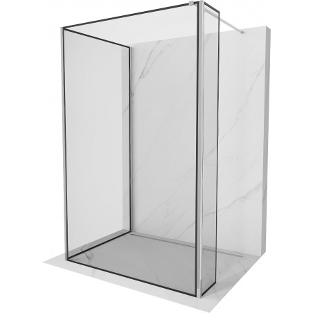 Mexen Kioto sprchová stena Walk-in 110 x 80 x 30 cm, čierny vzor, chróm - 800-110-080-221-01-70-030