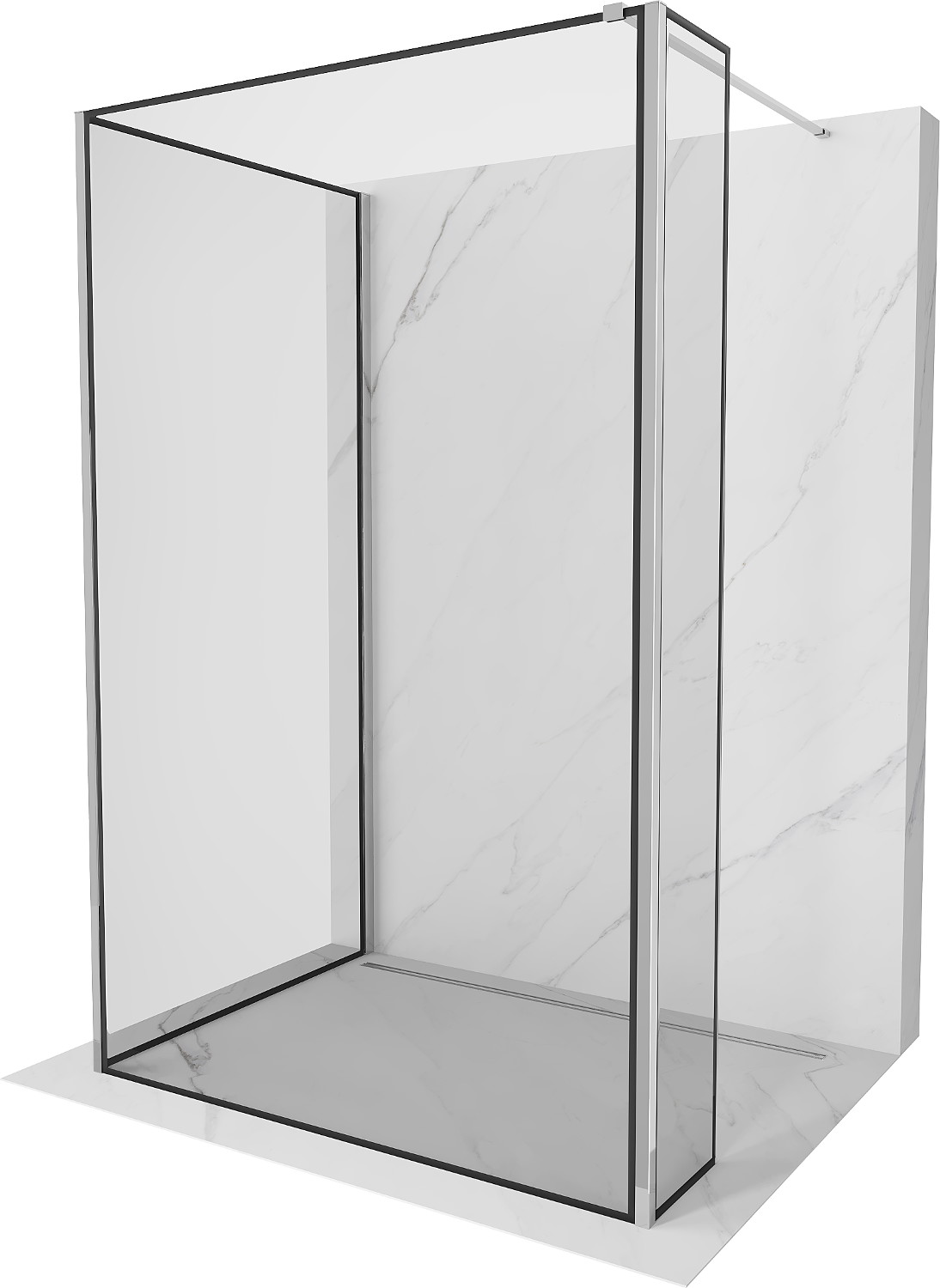 Mexen Kioto sprchová stěna Walk-in 130 x 90 x 30 cm, černý vzor, chrom - 800-130-090-221-01-70-030