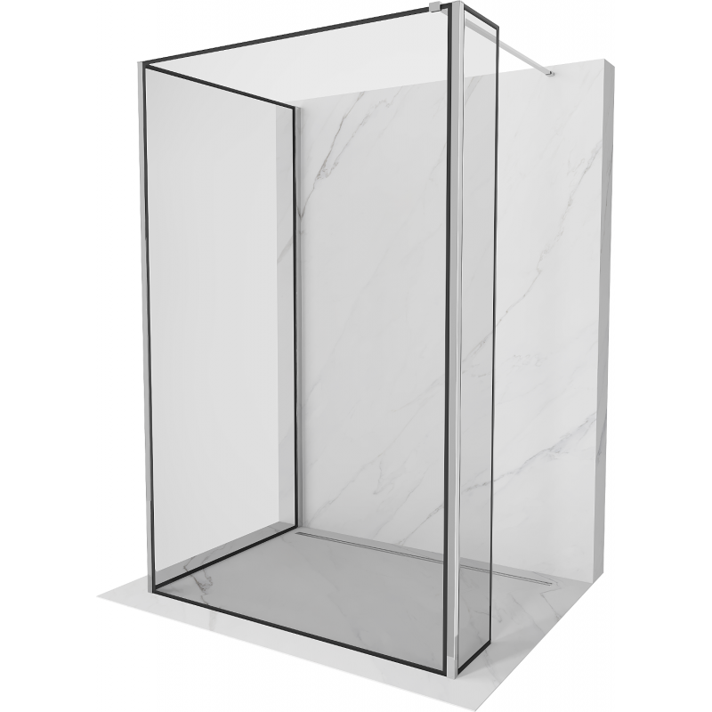 Mexen Kioto sprchová zástena Walk-in 120 x 100 x 30 cm, čierny vzor, chróm - 800-120-100-221-01-70-030