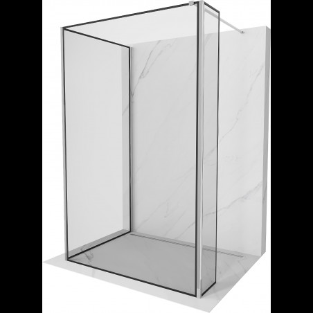 Mexen Kioto sprchová zástena Walk-in 90 x 80 x 40 cm, čierny vzor, chróm - 800-090-080-221-01-70-040