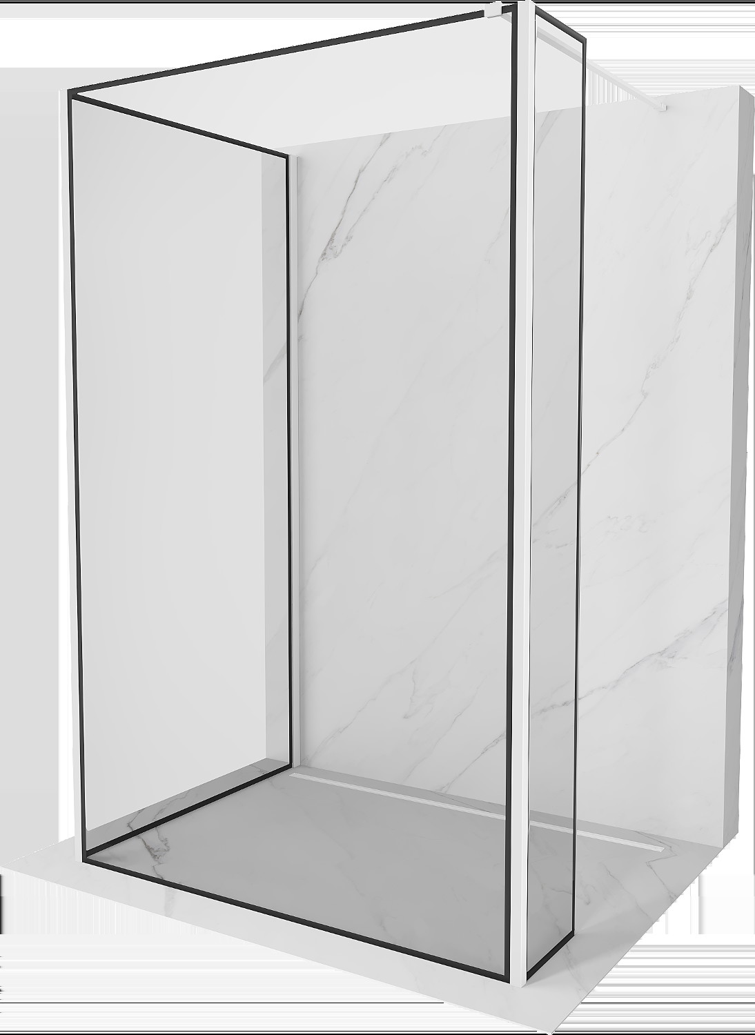 Mexen Kioto sprchová stěna Walk-in 140 x 90 x 30 cm, černý vzor, bílá - 800-140-090-221-20-70-030