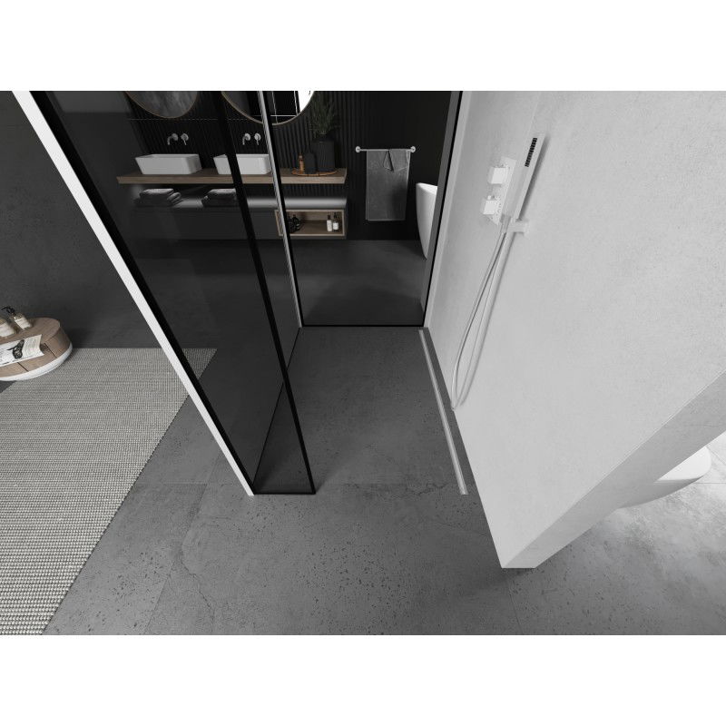 Mexen Kioto Sprchová stena Walk-in 90 x 90 x 40 cm, čierny rám, biela - 800-090-090-221-20-70-040