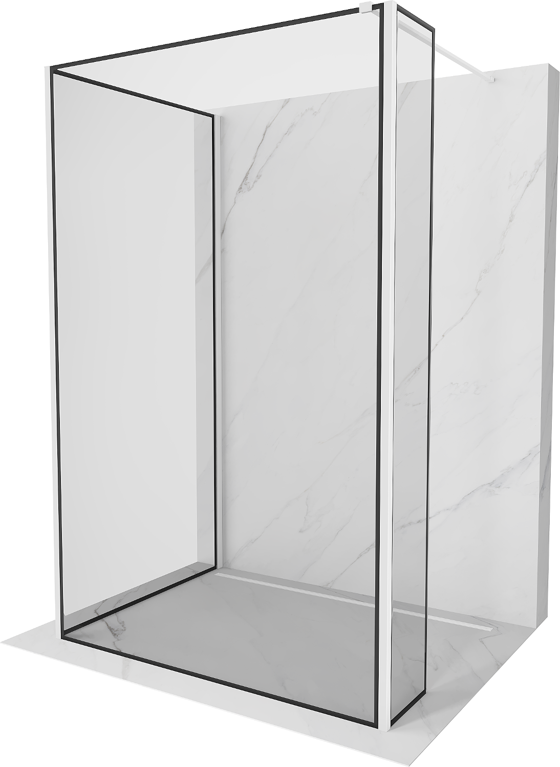 Mexen Kioto sprchová stěna Walk-in 140 x 110 x 40 cm, černý vzor, bílá - 800-140-110-221-20-70-040