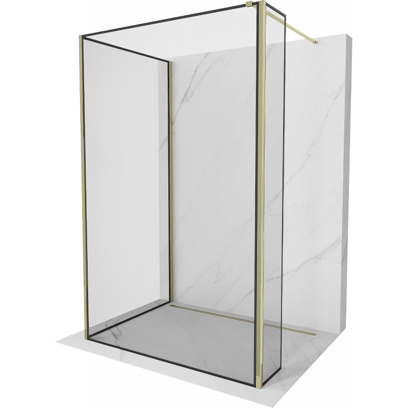 Mexen Kioto sprchová stena Walk-in 100 x 80 x 30 cm, čierny vzor, zlatá - 800-100-080-221-50-70-030