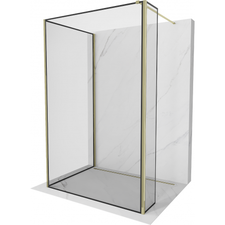 Mexen Kioto sprchová stena Walk-in 130 x 80 x 30 cm, čierny vzor, zlatá - 800-130-080-221-50-70-030