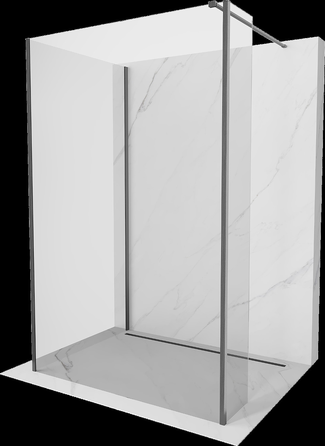 Mexen Kioto sprchový panel Walk-in 110 x 70 x 30 cm, transparentný, brúsený gun gray - 800-110-070-221-66-00-030