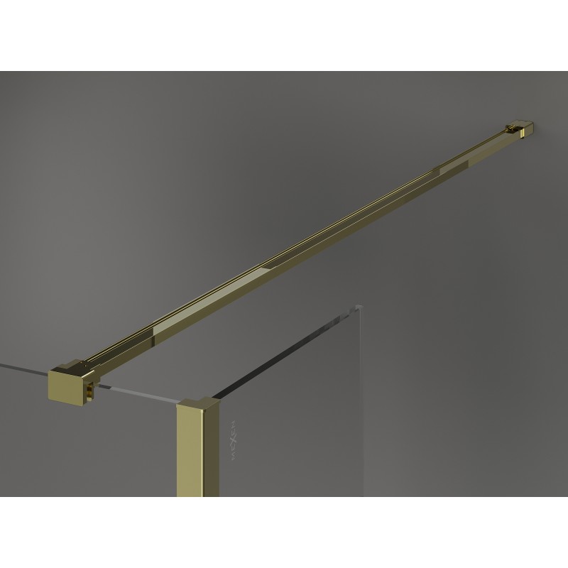 Mexen Kioto sprchová stena Walk-in 90 x 90 x 40 cm, čierny rám, zlatá - 800-090-090-221-50-70-040