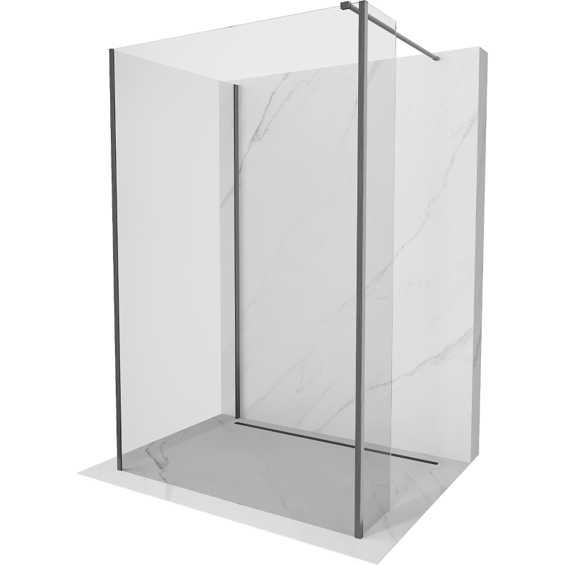 Mexen Kioto sprchová stena Walk-in 90 x 80 x 30 cm, transparentná, nerezová gun gray - 800-090-080-221-66-00-030