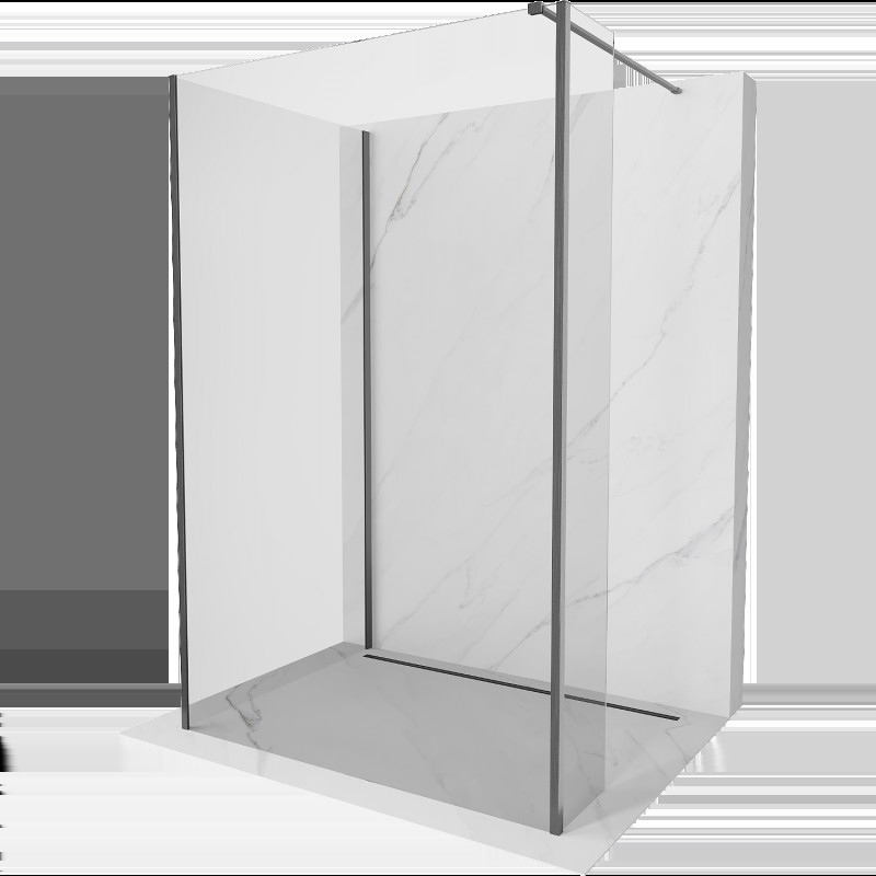 Mexen Kioto sprchová stena Walk-in 120 x 80 x 30 cm, transparentná, brúsená gun gray - 800-120-080-221-66-00-030