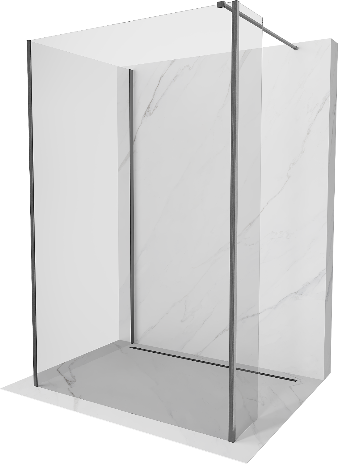 Mexen Kioto sprchová stena Walk-in 120 x 80 x 30 cm, transparentná, brúsená gun gray - 800-120-080-221-66-00-030