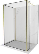 Mexen Kioto sprchová stena Walk-in 140 x 70 x 40 cm, čierny vzor, zlaté kartáčované - 800-140-070-221-55-70-040