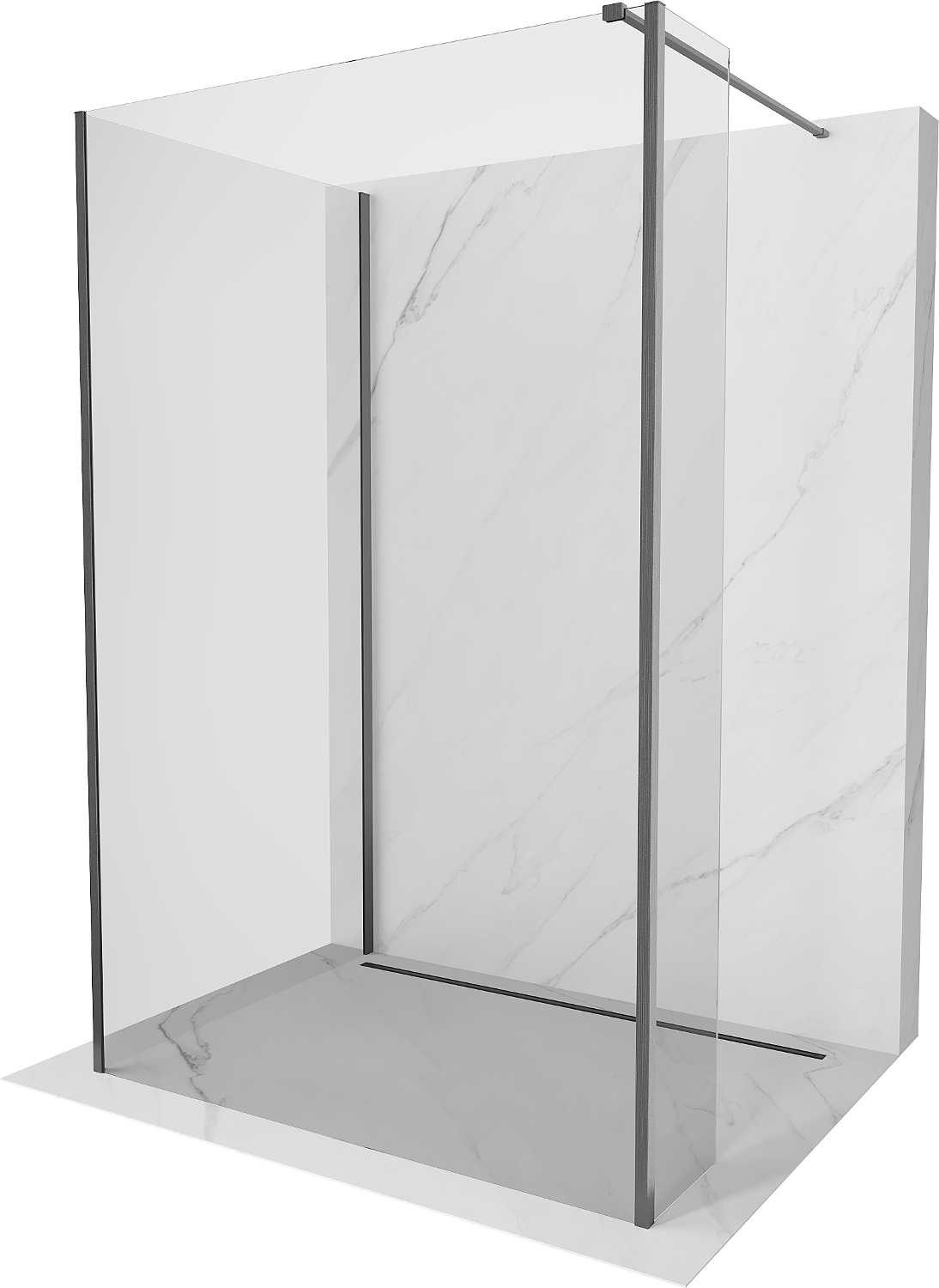 Mexen Kioto stena sprchová Walk-in 120 x 95 x 30 cm, transparentná, gun gray brúsený - 800-120-095-221-66-00-030