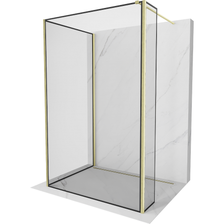 Mexen Kioto sprchová stena Walk-in 100 x 90 x 40 cm, čierny vzor, zlatá brúsená - 800-100-090-221-55-70-040