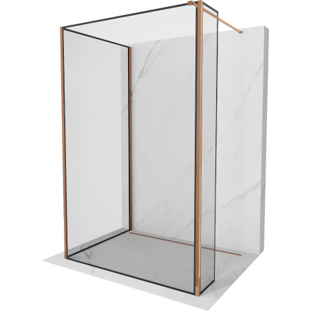 Mexen Kioto sprchová stěna Walk-in 120 x 90 x 30 cm, černý vzor, růžové zlato - 800-120-090-221-60-70-030