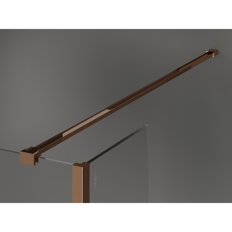 Mexen Kioto sprchová stena Walk-in 140 x 90 x 30 cm, čierny rám, ružové zlato - 800-140-090-221-60-70-030