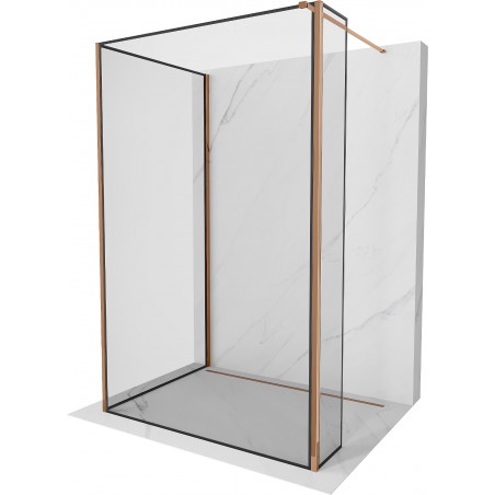 Mexen Kioto sprchová stena Walk-in 130 x 120 x 30 cm, čierny vzor, ružové zlato - 800-130-120-221-60-70-030