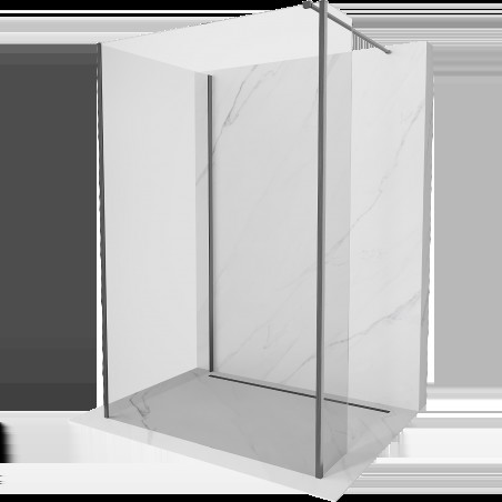 Mexen Kioto sprchová stena Walk-in 130 x 70 x 40 cm, transparentná, brúsená gun gray - 800-130-070-221-66-00-040