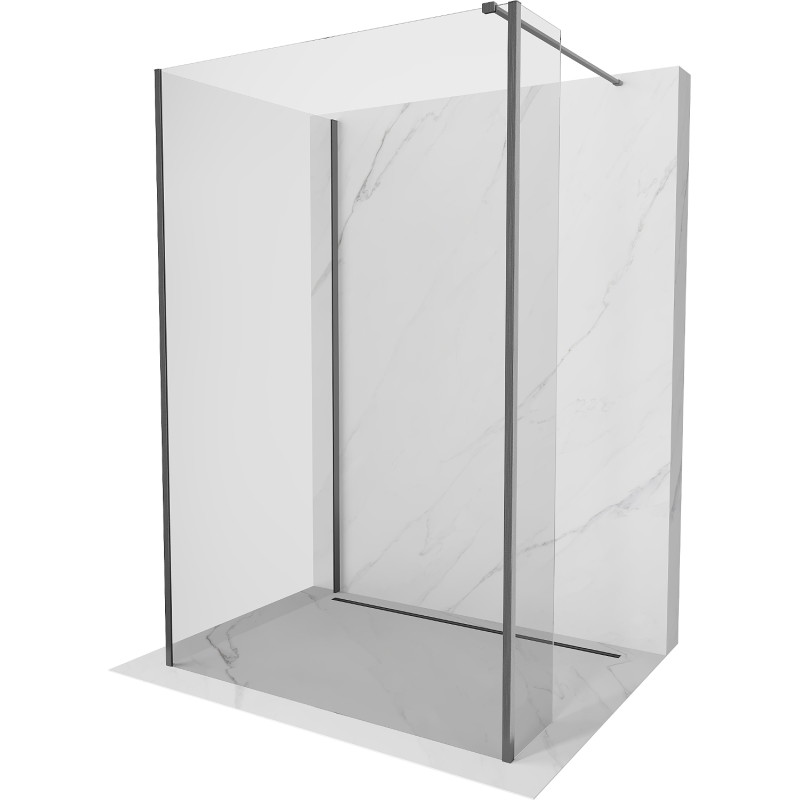 Mexen Kioto sprchová stena Walk-in 100 x 100 x 40 cm, transparentná, brúsená zbraňovo sivá - 800-100-100-221-66-00-040