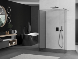 Mexen Kioto sprchová stena Walk-in 100 x 100 x 40 cm, transparentná, brúsená zbraňovo sivá - 800-100-100-221-66-00-040