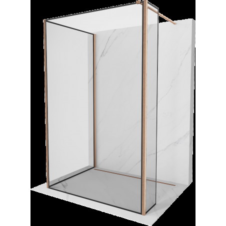 Mexen Kioto sprchový panel Walk-in 130 x 120 x 30 cm, čierny vzor, brúsená meď - 800-130-120-221-65-70-030