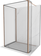 Mexen Kioto sprchová stena Walk-in 140 x 100 x 40 cm, čierny vzor, kartáčovaná meď - 800-140-100-221-65-70-040