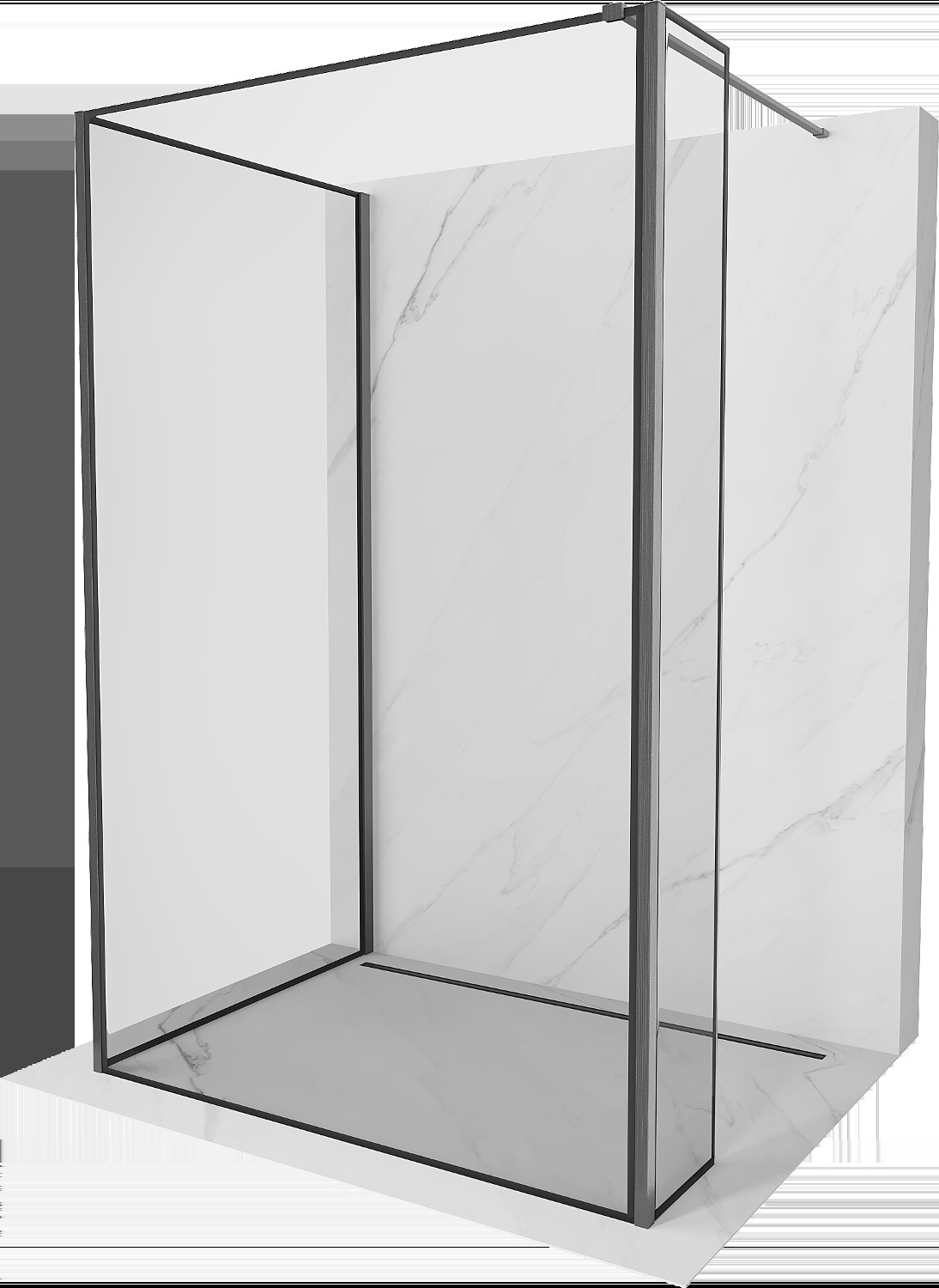 Mexen Kioto sprchová stěna Walk-in 100 x 90 x 40 cm, černý vzor, gun gray kartáčovaný - 800-100-090-221-66-70-040