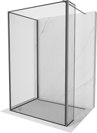 Mexen Kioto sprchová stena Walk-in 140 x 100 x 40 cm, čierny rám, gun gray kartáčovaný - 800-140-100-221-66-70-040