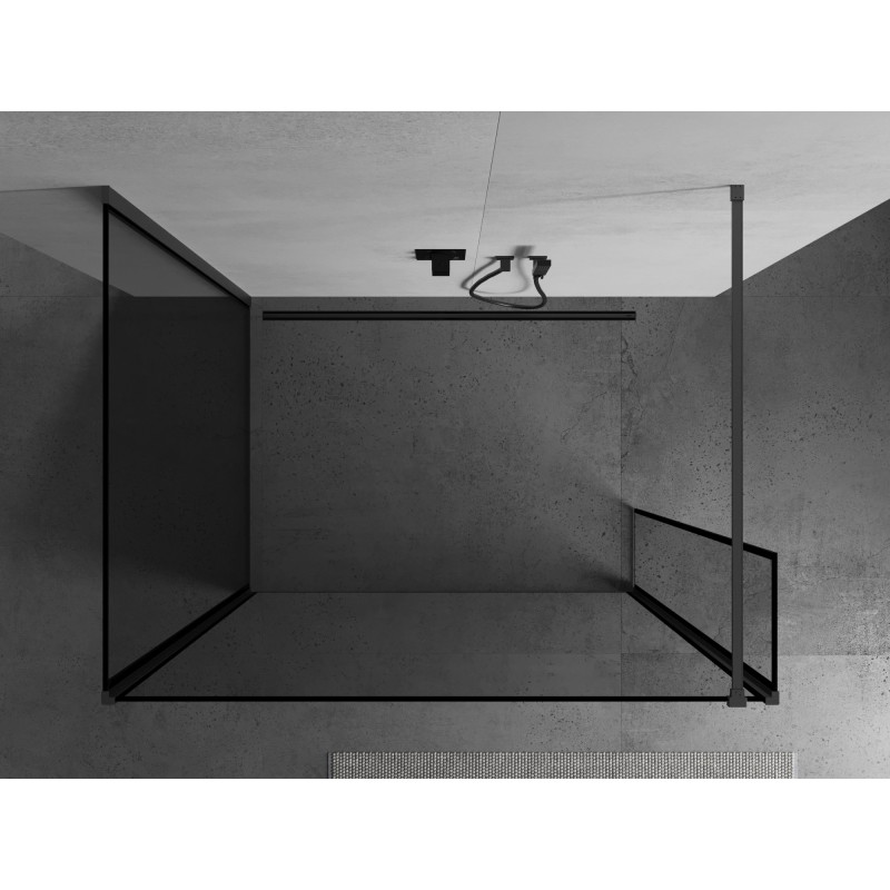 Mexen Kioto sprchová stena Walk-in 140 x 100 x 40 cm, čierny rám, gun gray kartáčovaný - 800-140-100-221-66-70-040