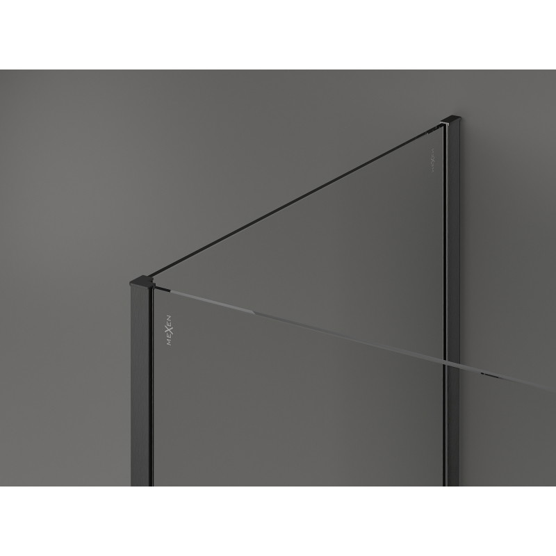 Mexen Kioto sprchová stena Walk-in 140 x 100 x 40 cm, čierny rám, gun gray kartáčovaný - 800-140-100-221-66-70-040