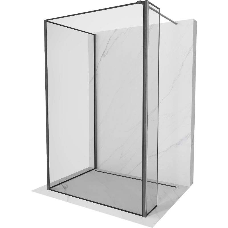 Mexen Kioto sprchová stena Walk-in 140 x 120 x 40 cm, čierny vzor, gun gray brúsený - 800-140-120-221-66-70-040