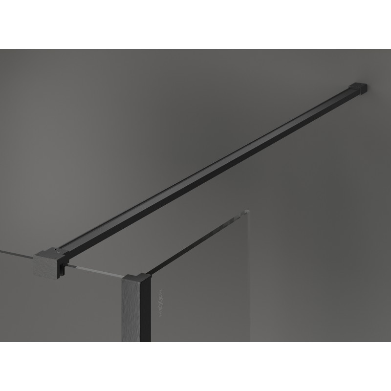 Mexen Kioto sprchová stena Walk-in 130 x 120 x 40 cm, čierny rám, brúsený gun gray - 800-130-120-221-66-70-040