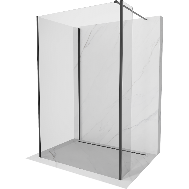 Mexen Kioto sprchová stena Walk-in 100 x 80 x 40 cm, transparentná, čierna - 800-100-080-221-70-00-040
