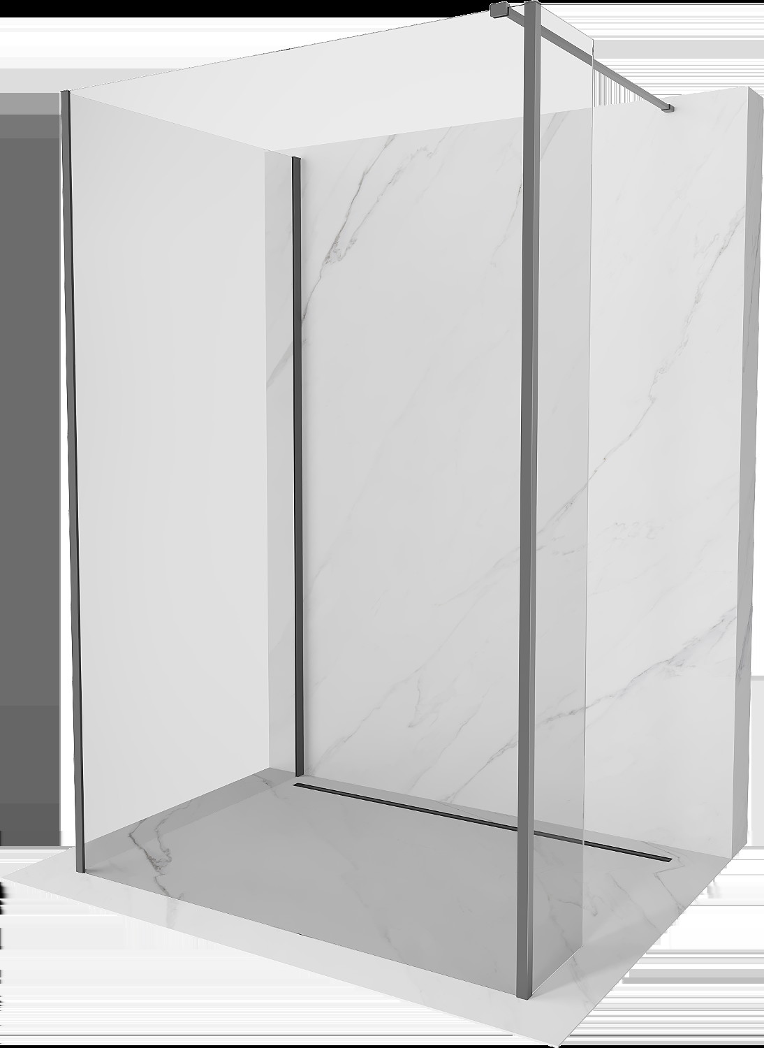 Mexen Kioto sprchová stěna Walk-in 110 x 75 x 30 cm, transparentní, gun metal - 800-110-075-221-95-00-030