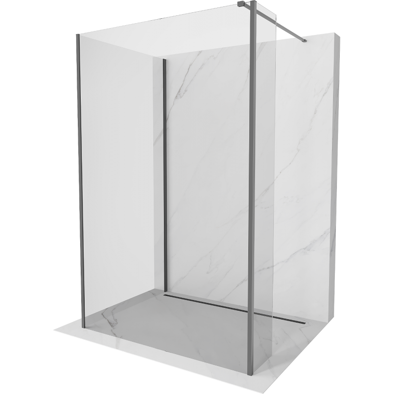 Mexen Kioto sprchová stena Walk-in 140 x 75 x 30 cm, transparentná, gun metal - 800-140-075-221-95-00-030