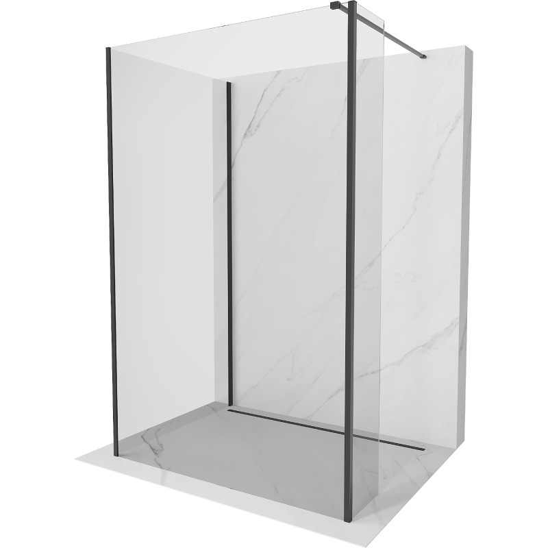 Mexen Kioto sprchová stena Walk-in 125 x 90 x 40 cm, priehľadná, čierna - 800-125-090-221-70-00-040