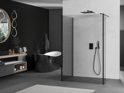 Mexen Kioto sprchová stena Walk-in 140 x 90 x 40 cm, transparentná, čierna - 800-140-090-221-70-00-040