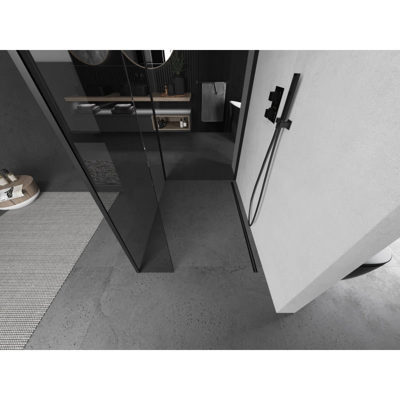 Mexen Kioto sprchová stena Walk-in 125 x 90 x 40 cm, priehľadná, čierna - 800-125-090-221-70-00-040