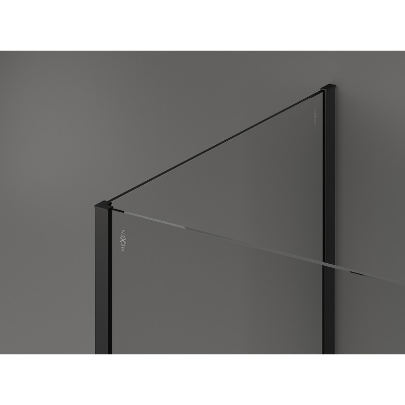 Mexen Kioto sprchová stena Walk-in 125 x 90 x 40 cm, priehľadná, čierna - 800-125-090-221-70-00-040