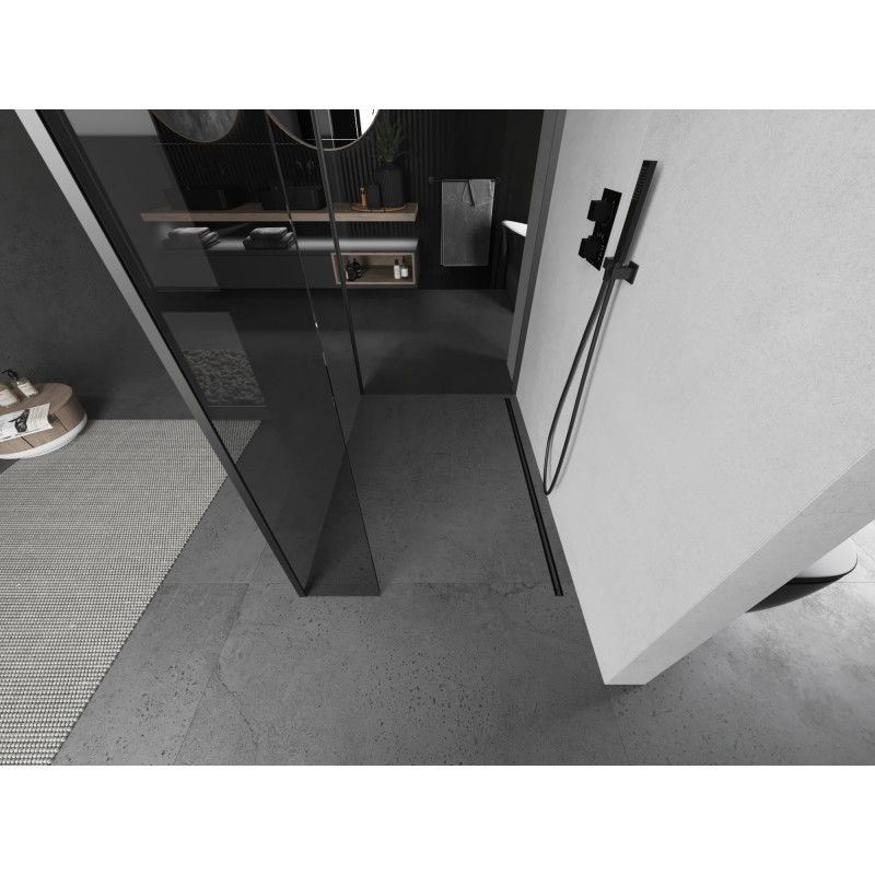 Mexen Kioto sprchová stena Walk-in 100 x 95 x 30 cm, transparentná, gun metal - 800-100-095-221-95-00-030