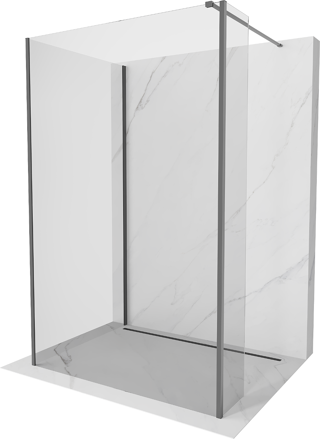 Mexen Kioto sprchová stena Walk-in 135 x 80 x 40 cm, transparentná, gun metal - 800-135-080-221-95-00-040