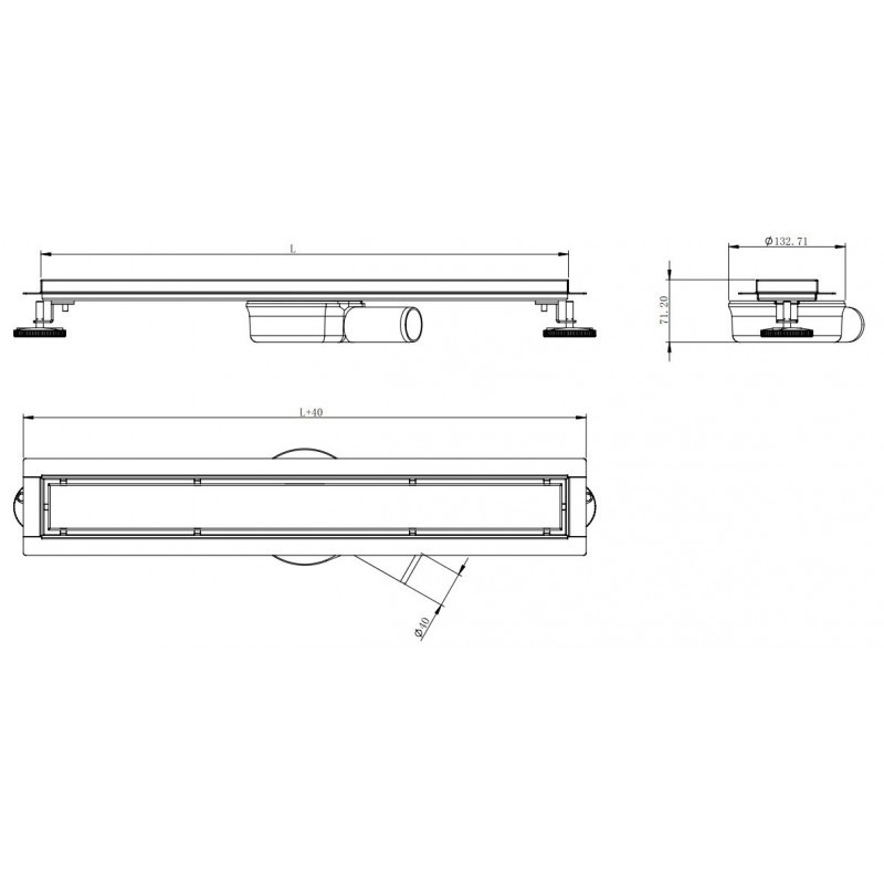 Mexen Flat 360° M33 otočný líniový odtok 70 cm, inox - 1033070-40