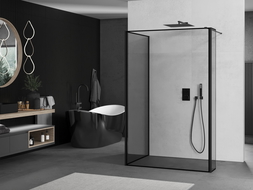Mexen Kioto sprchová stěna Walk-in 100 x 90 x 40 cm, černý vzor, černá - 800-100-090-221-70-70-040