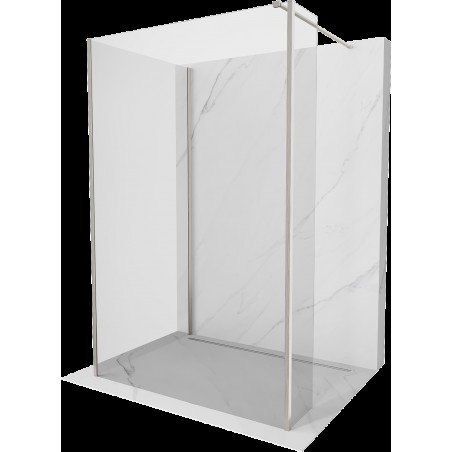 Mexen Kioto sprchová stena Walk-in 130 x 75 x 30 cm, transparentná, brúsený nikl - 800-130-075-221-97-00-030