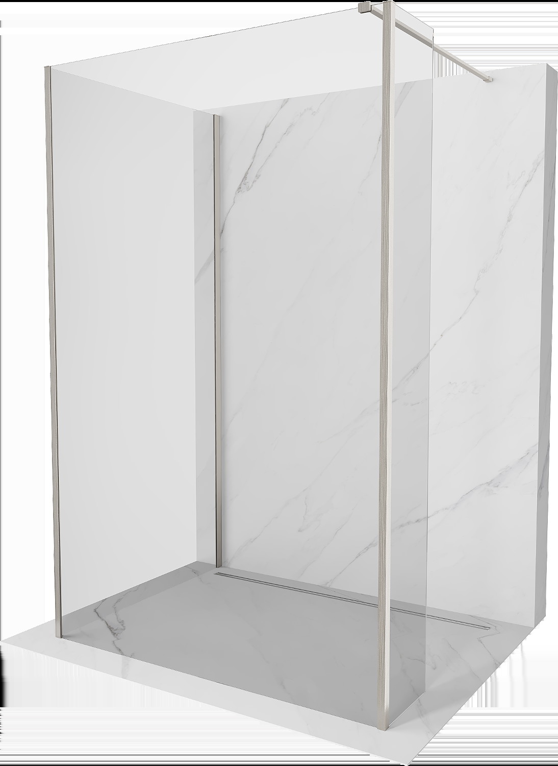 Mexen Kioto sprchová stena Walk-in 120 x 80 x 30 cm, transparentná, brúsený nikel - 800-120-080-221-97-00-030