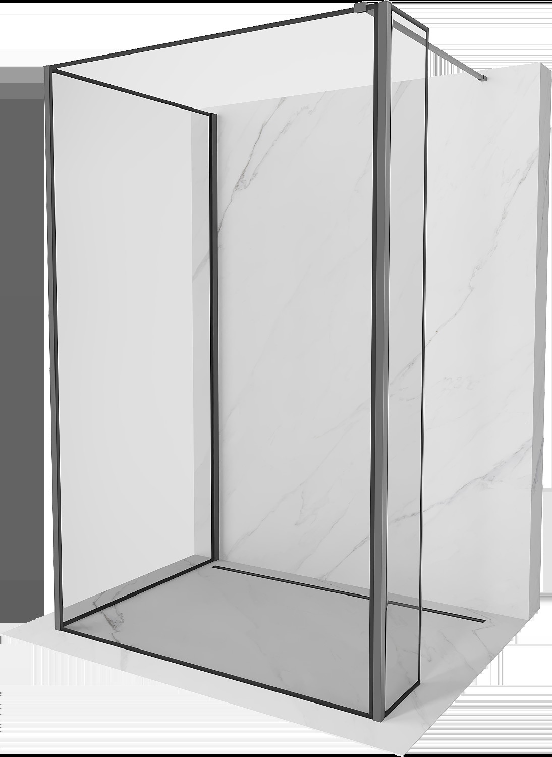 Mexen Kioto sprchová stena Walk-in 130 x 90 x 40 cm, čierny vzor, gun metal - 800-130-090-221-95-70-040