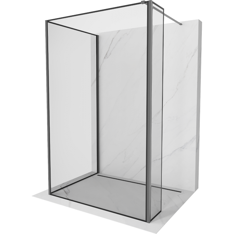 Mexen Kioto sprchová stena Walk-in 110 x 100 x 40 cm, čierny vzor, gun metal - 800-110-100-221-95-70-040