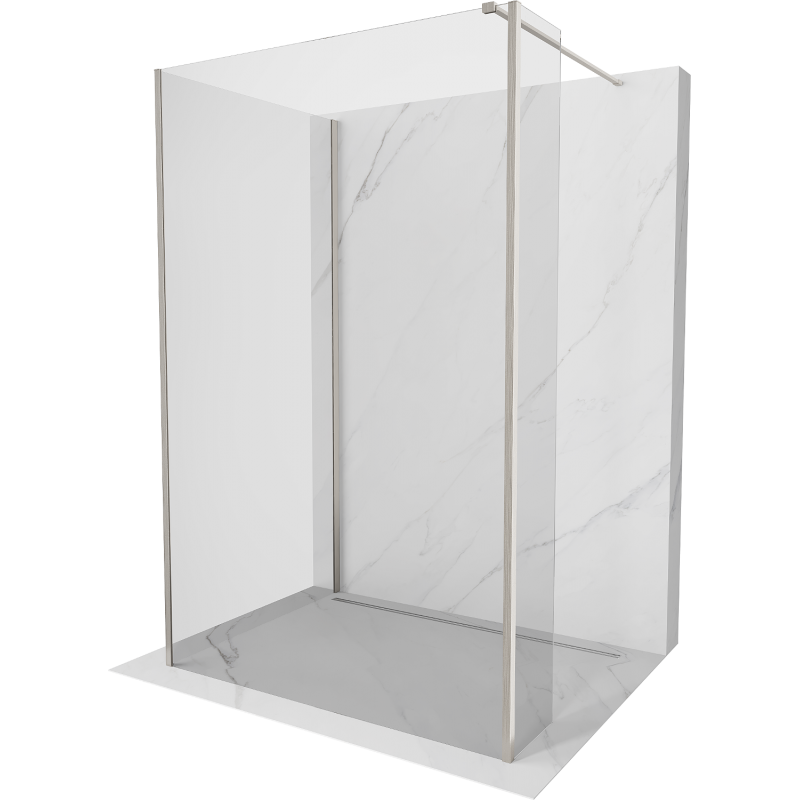 Mexen Kioto sprchová stena Walk-in 135 x 80 x 30 cm, transparentná, brúsený nikel - 800-135-080-221-97-00-030