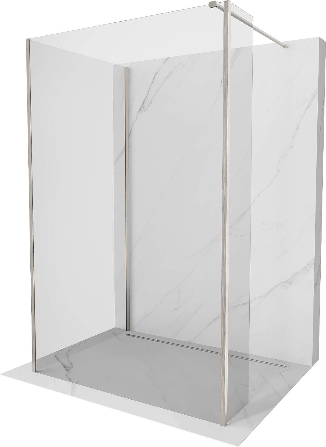 Mexen Kioto sprchová stena Walk-in 135 x 80 x 30 cm, transparentná, brúsený nikel - 800-135-080-221-97-00-030