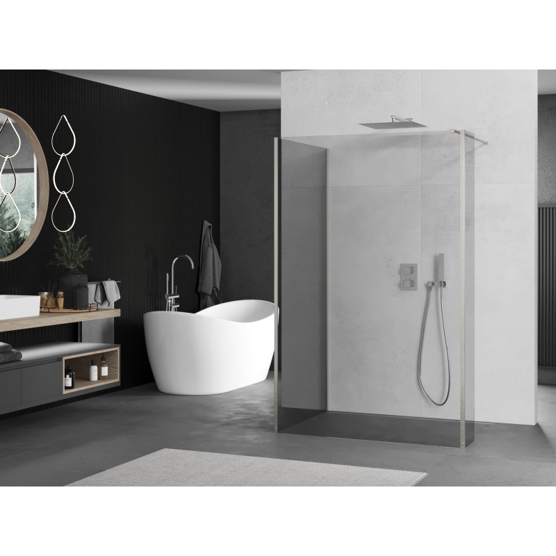 Mexen Kioto sprchová stena Walk-in 120 x 90 x 30 cm, transparentná, kartáčovaný nikel - 800-120-090-221-97-00-030